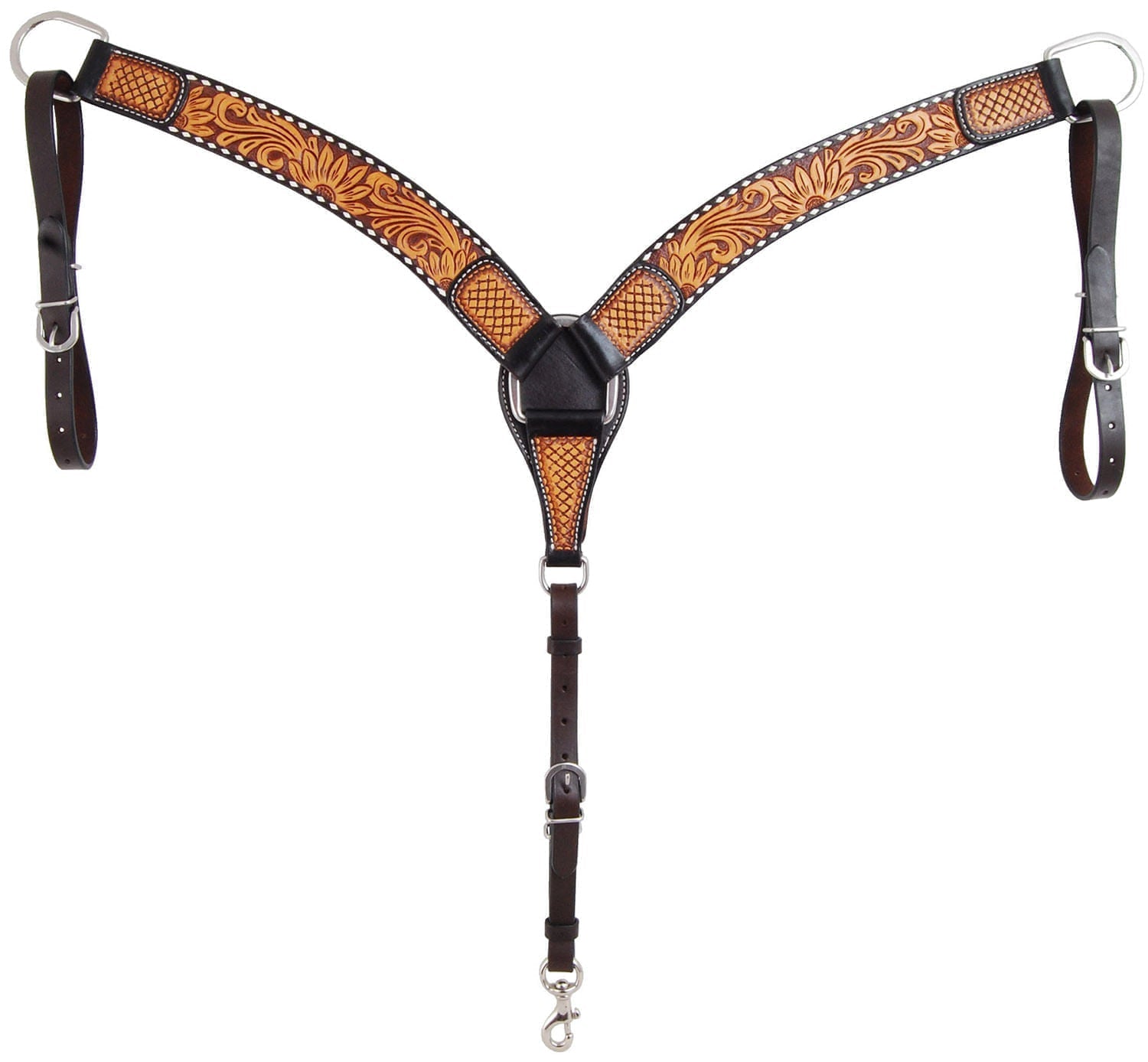 Rafter T Tooled Sunflower with Buckstitch Contoured Breast Collar